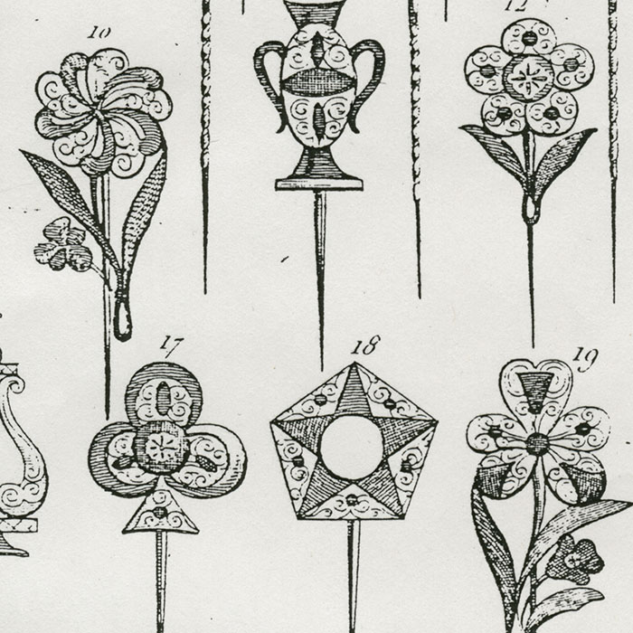 Catalogue de la maison Baudot fabricant à Paris vers 1805, détail